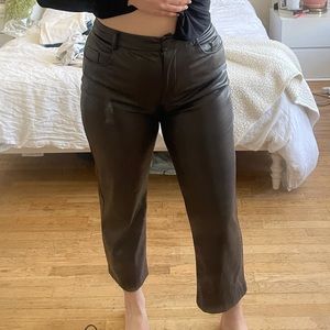 Brown PU leather pants